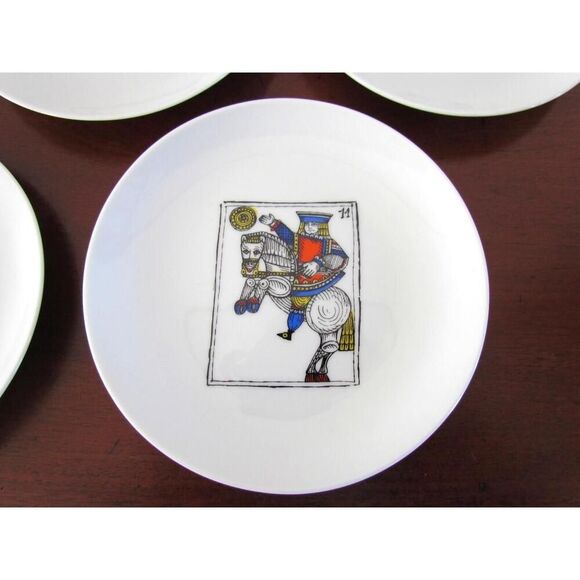 Vintage Bidasoa Spain Plates Set Playing Card Knights King sDessert Appetizer 6" - Picture 8 of 8